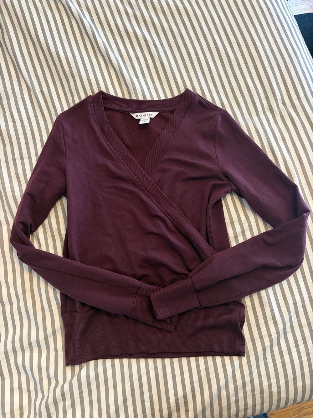 Athleta Deep Plum Wrap-Front Long Sleeve Top